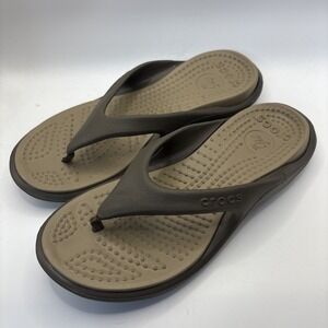 Crocs Athens Sandal Brown Tan Thong Flip Flop  Unisex Men 5 Women 7